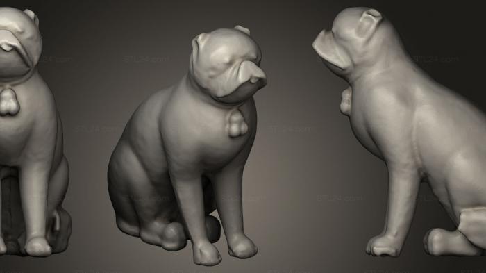 Статуэтки животных (Мопс, STKJ_0404) 3D модель для ЧПУ станка